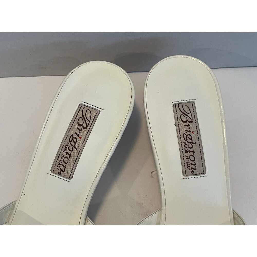 Brighton Kyoto Stacked Kitten Heel Sandals Size 8 M White Made in Italy - Picture 3 of 11